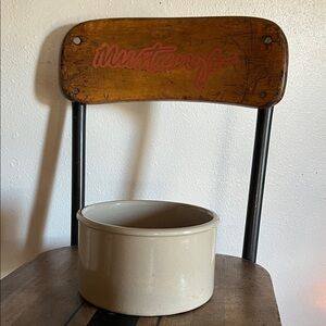 Antique 2 quart low crock cream stone